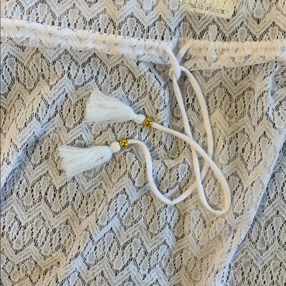 Miken V neck tie waist caftan cover up white - Picture 3 of 4